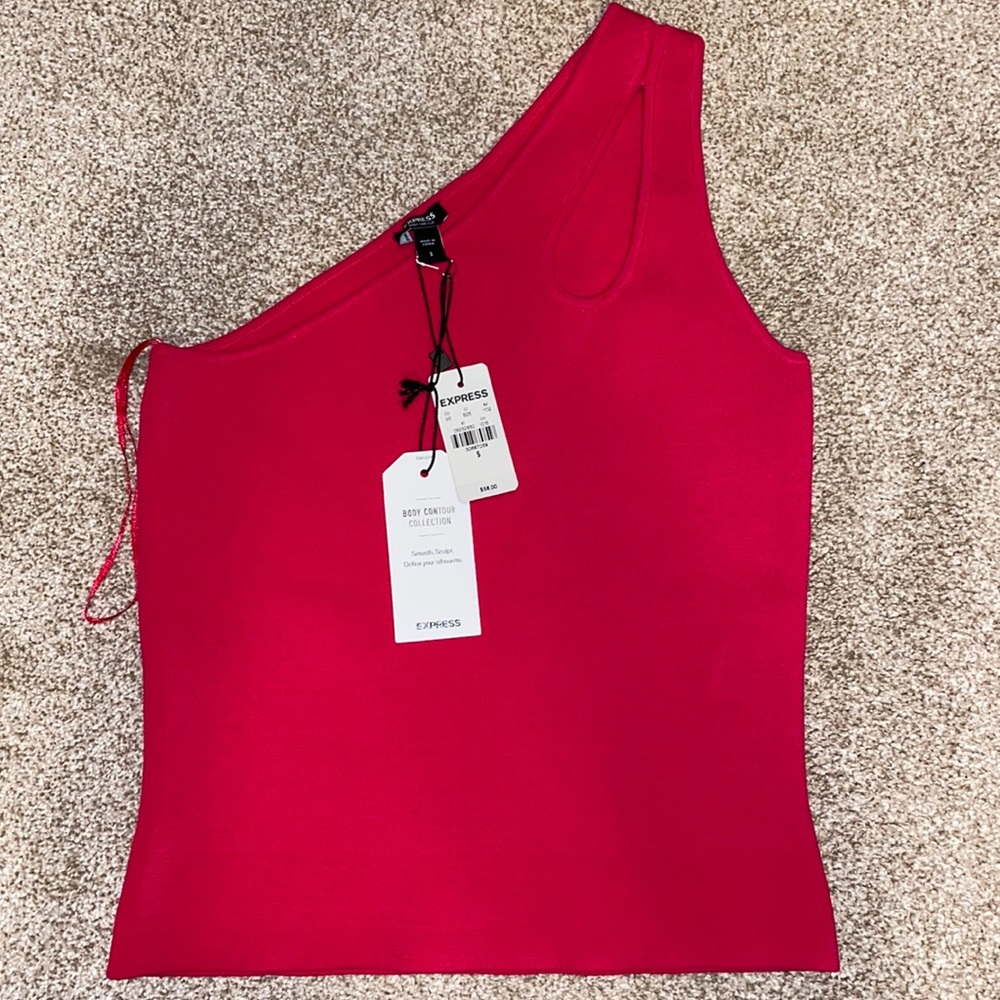 NWT EXPRESS BODY CONTOUR ONE SHOULDER CUTOUT CROPPED SWEATER